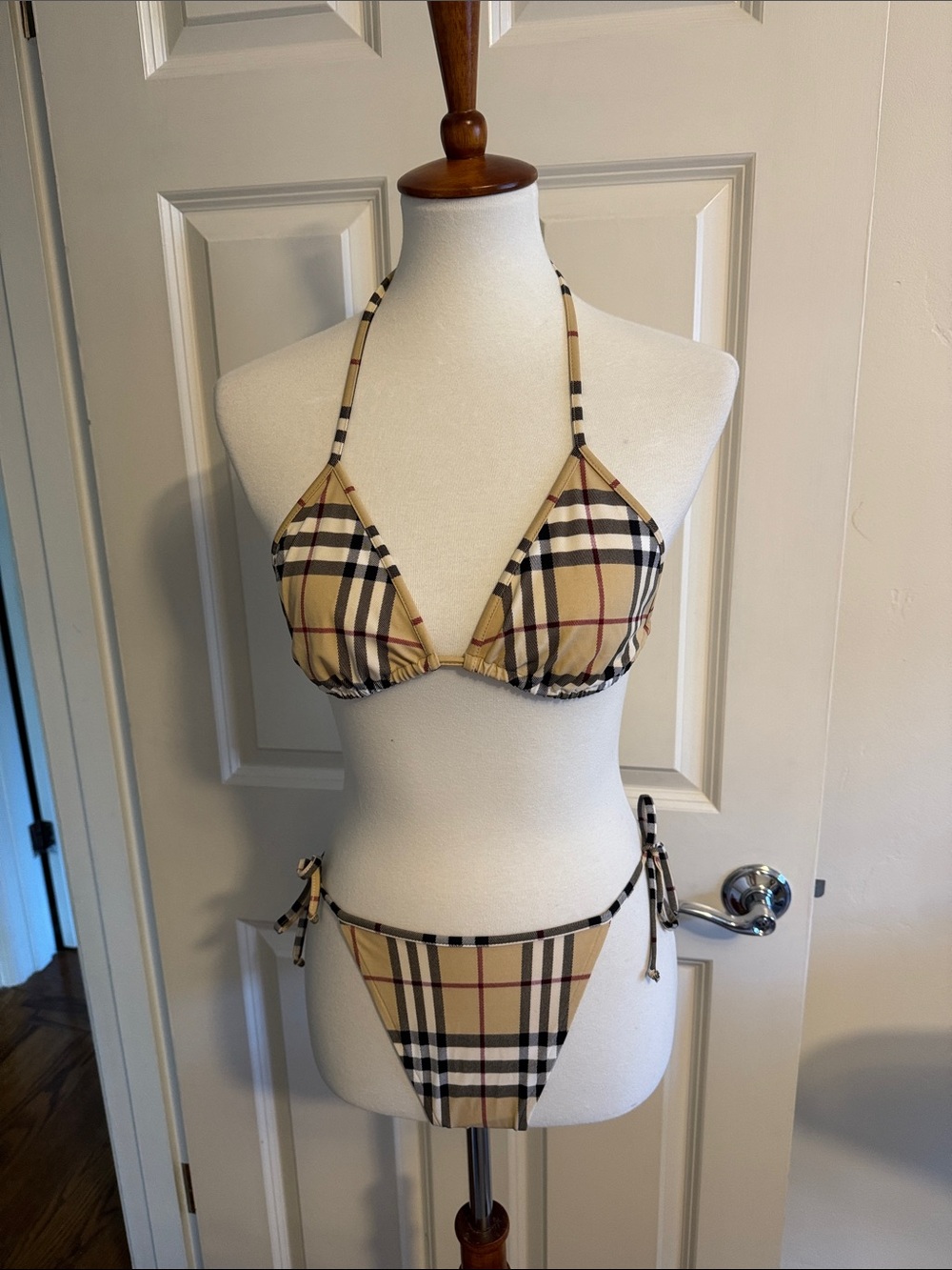 Burberry Tan Plaid Triangle Bikini Set - wore once - authentic